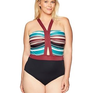 Coastal Blue Halter Neck One Piece Bathing Suit